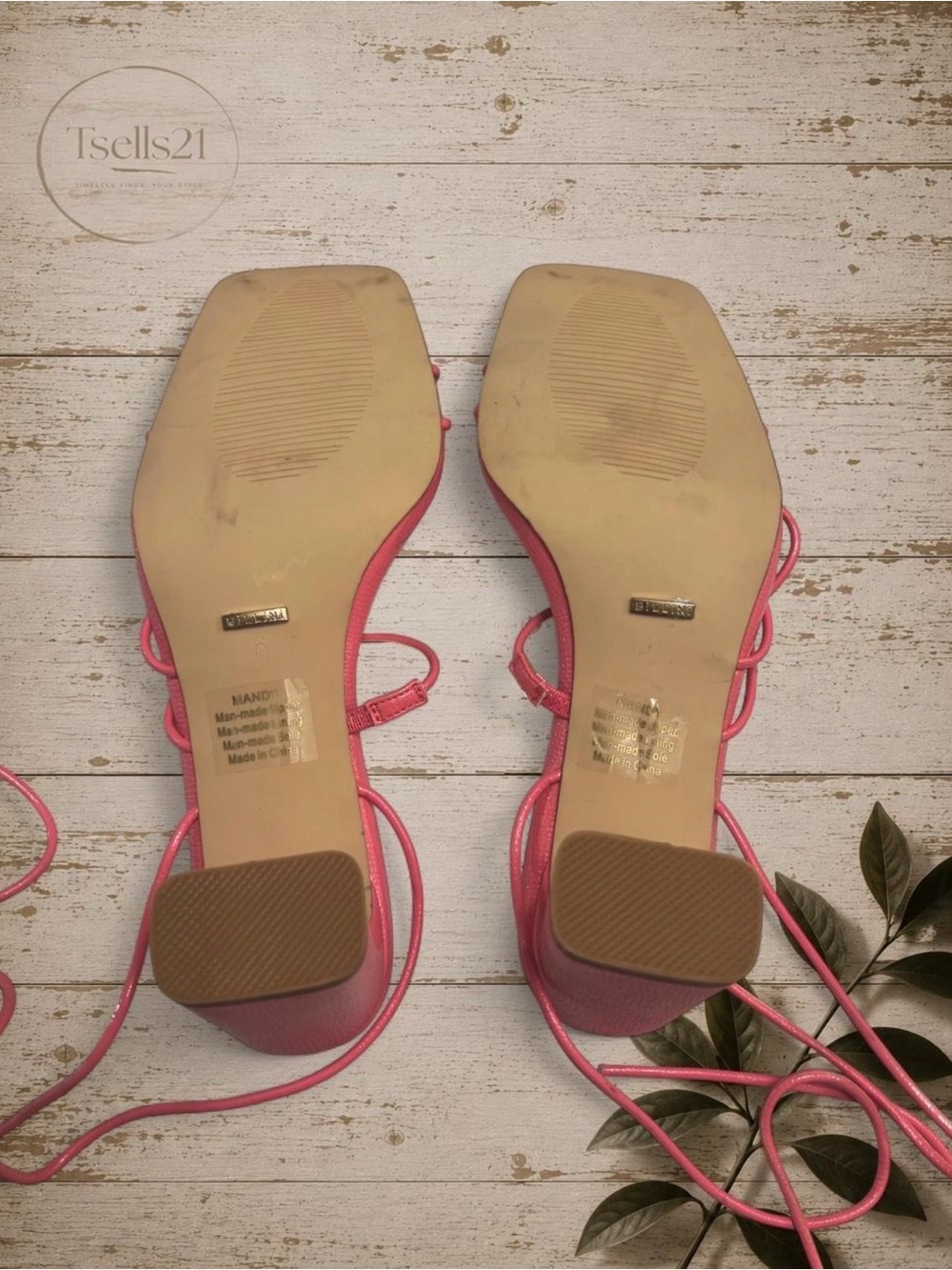 Billini Pink Strappy Wrap-Up Square-Toe Heel Sandals - Picture 4 of 7